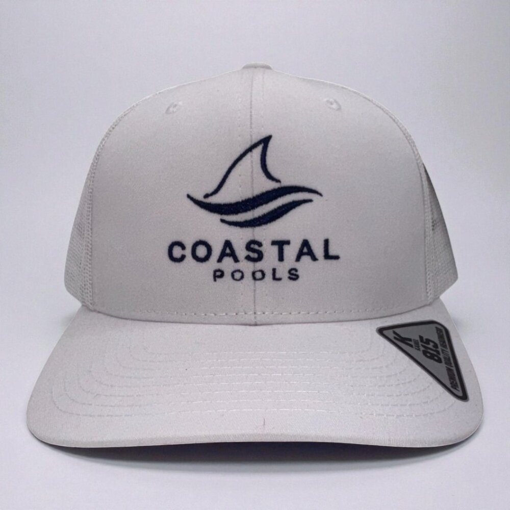 Coastal Pools Embroidered Trucker Hat | White Mesh Snapback